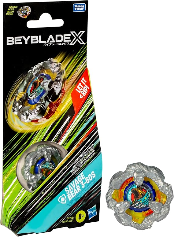 Beyblade X Savage Bear 3-60S Booster Pack Set with Defense Type Right-Spinning Top; Battling Top Toys for 8 Year Old Boys and Girls