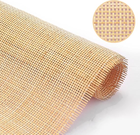 14" Width Square Cane Webbing 3.3Ft, Natural Rattan Webbing Roll for Caning Projects, Woven Mesh Cane for Furniture, Chair, Cabinet, Ceiling