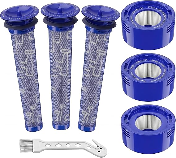 6 Pack Vacuum Filter Replacement Kit for Dyson V7, V8 Animal and V8 Absolute Cordless Vacuum, 3 HEPA Post Filter, 3 Pre Filter, Replaces Part # 965661-01 & 967478-01