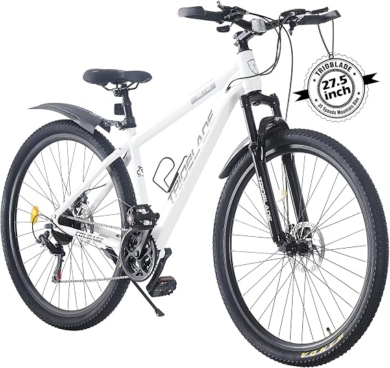 TRIOBLADE 24/26/27.5/29 Inch Mountain Bike 21 Speeds Bike 17.5 Inch Lightweight Aluminium Frame Bicycle for Adult Men Women, Lockout Suspension Fork, Dual Disc Brake