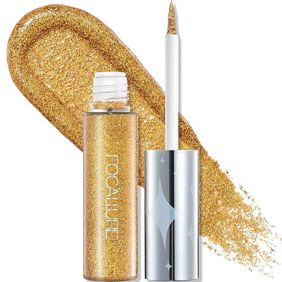 FOCALLURE Unearthing Mars Glitter Eyeliner, Waterproof Liquid Eyeliner Pencil, Smudge Resistant, Sparkling Finish, Quick Drying, GD04