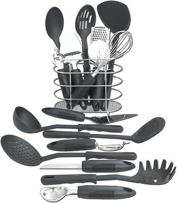 Maxam 17 Piece Kitchen Tool Set, Black