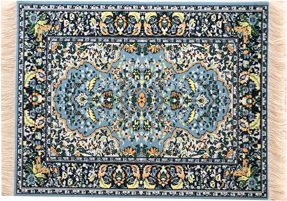Mini Carpet Mouse Pad Oriental Rug Style Mousepad with Fringe, Non-Slip Rubber Base, Decorative Aesthetic Desk Accessory for Office & Home | Inusitus