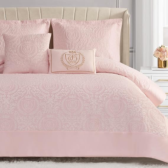 Juicy Couture Dovona Bedding Set 4-Piece Twin/Twin XL Comforter Set, Blush Pink