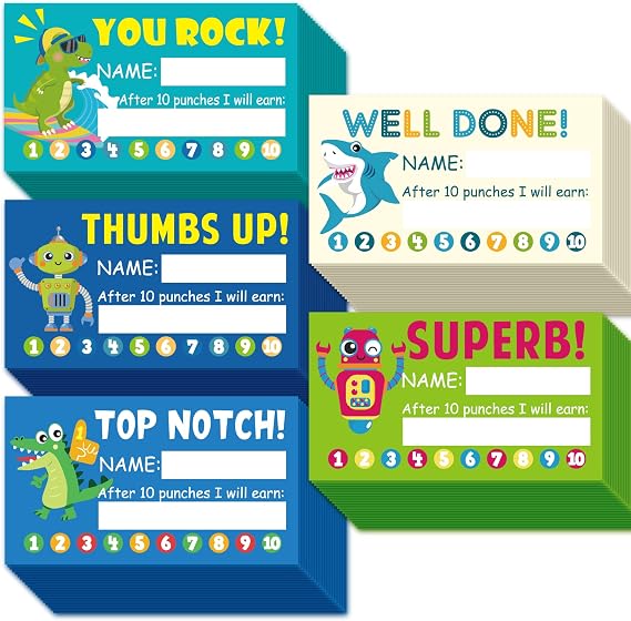 Gooji Behavior Punch Cards for Kids Classroom, 2x3.5 School Homeschool, or Smart Behavior Chart Reward System for Teacher Student, Fun Loyalty, Motivation Incentive,100 Pack
