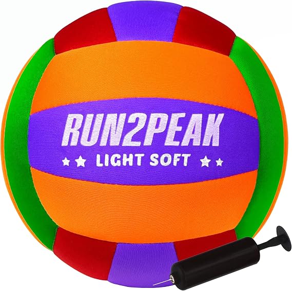 RUN2PEAK Super Soft Light Volleyball - Safe and Quiet Volleyball Ball for Indoor Outdoor Play - Official Size 5 Beginners Volleyballs Trainer for House Yard Beach Training
