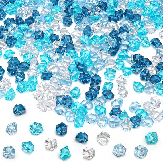 600 Pcs Plastic Diamonds Gems Bulk No Hole, Jewels Treasure Kids Large, Decorative Gemstones Acrylic for DIY Crafts Decoration