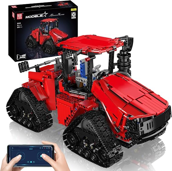 Mould King 18020 Technology Remote Control Tractor Building Blocks Kit, MOC Electric Quadtrac 600 Tracked, Heavy Construction Vehicle Clamp Blocks Set (1698 PCS)