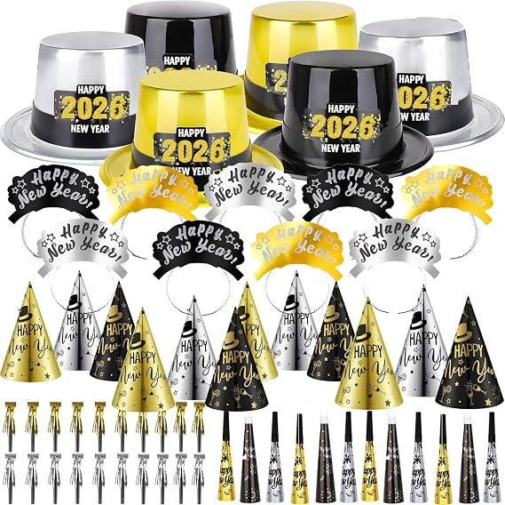 Happy New Year's Hat Set for Men & Women - New Year's Eve Party Supplies & Favors