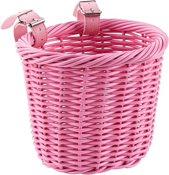 Kids Bike Basket Wicker Woven Front Bicycle Basket for Boys Girls Mini Handlebar Basket for Kids Bike or Scooter