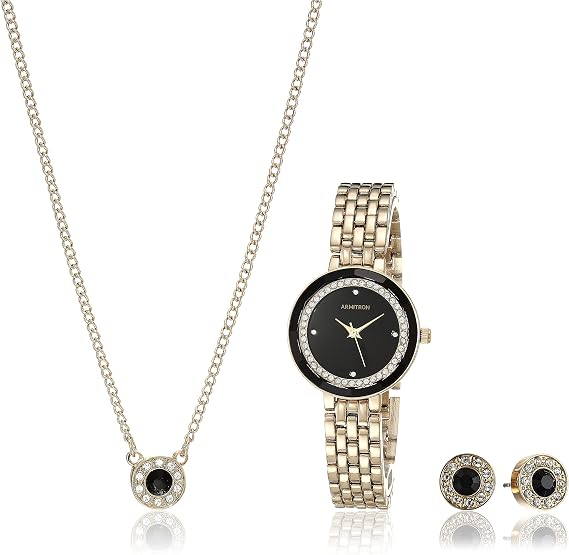 Armitron Women's Genuine Crystal Accented Bracelet Watch and Jewelry Set, 75-5796