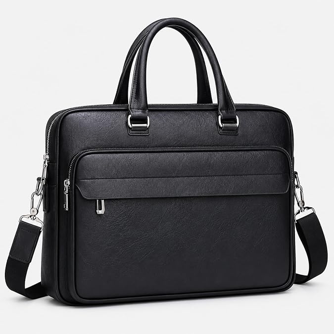Vintage Leather Laptop Briefcase, 15.6 Inch Messenger Bag, Crossbody Shoulder Computer Satchel for Men Office Computer Bag