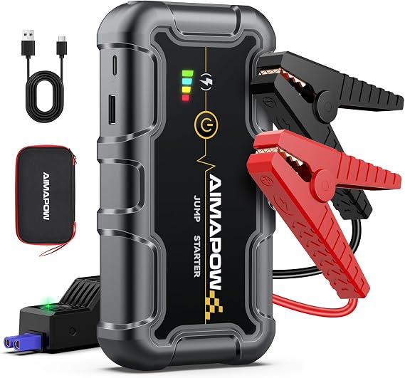 AIMAPOW Portable Car Battery Jump Starter 8000A 20000mAh Jump Box, Car Jumper Starter Portable Jumper Cables for car(AllL Gas/10L Diesel), Fast