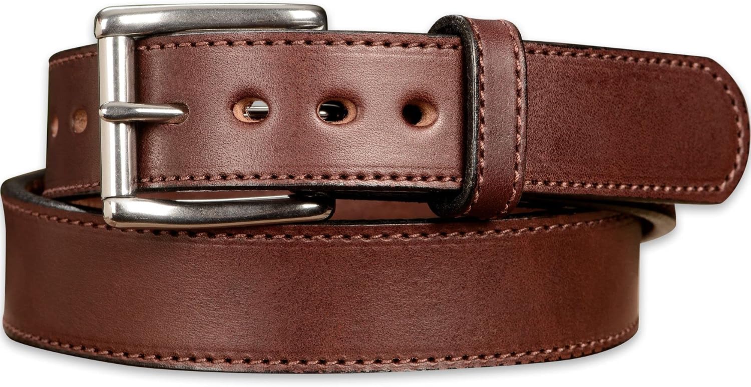 Bullhide Belts Mens Leather Belt, Full Grain Leather Stitched Work, CCW Carry Belt, 1.50" Wide, USA Made