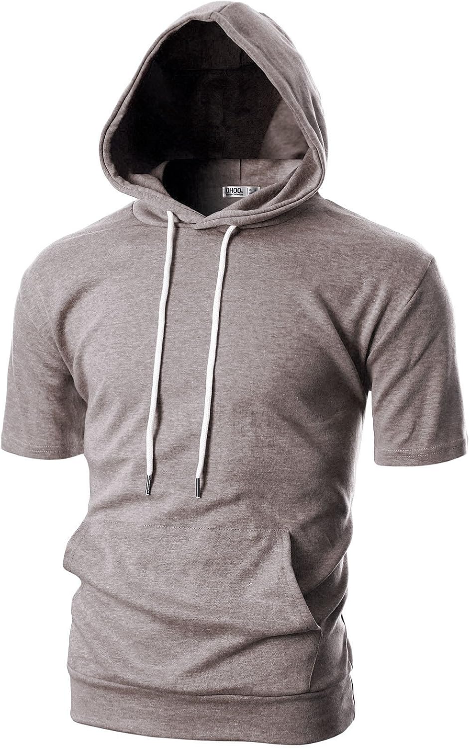 Ohoo Mens Short Sleeve Hoodie Pullover Slim Fit Lightweight Summer Hooded Sweatshirt