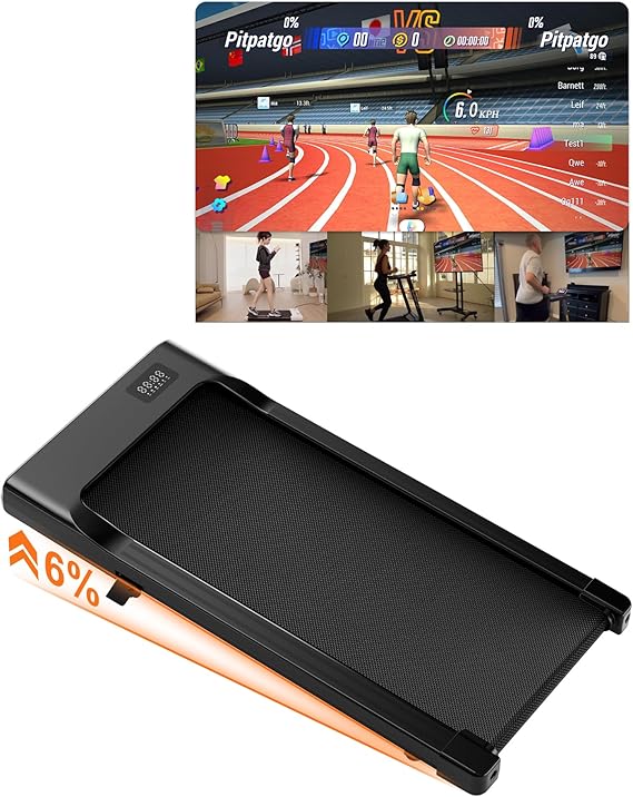 Superun Walking Pad Raceable 6% Incline 2.5HP Under Desk Treadmill 136KG Capacity 6/ 12KM/H Foldable Treadmill with HIIT & MIIT Programs APP Control Portable Walking Machine for Home