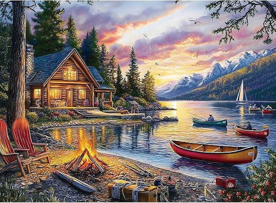 Jigsaw Puzzle for Adults 500 Pieces 500 Piece Puzzle with Scenic Cabin, Interlocking Adult Puzzles, Letter Clues, Home Decor Gift | 20.5 x 15 in
