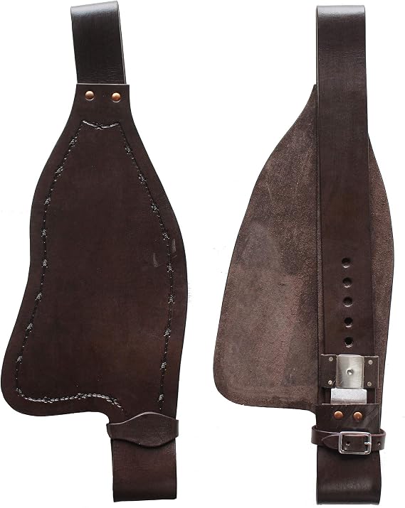 CHALLENGER Horse Western Adult Barbed Wire Tooled Tan Leather Replacement Saddle Fenders 5228BR