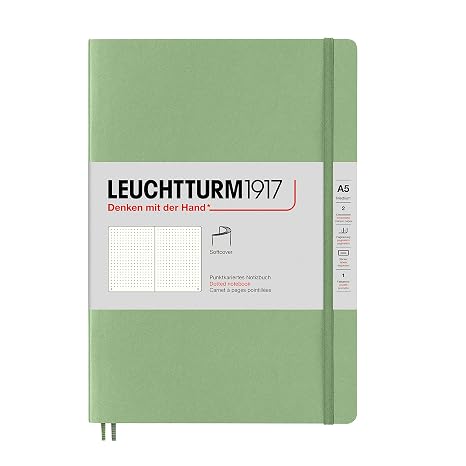 LEUCHTTURM1917 - Notebook Softcover Medium A5-123 Numbered Pages for Writing and Journaling (Dotted, Sage)