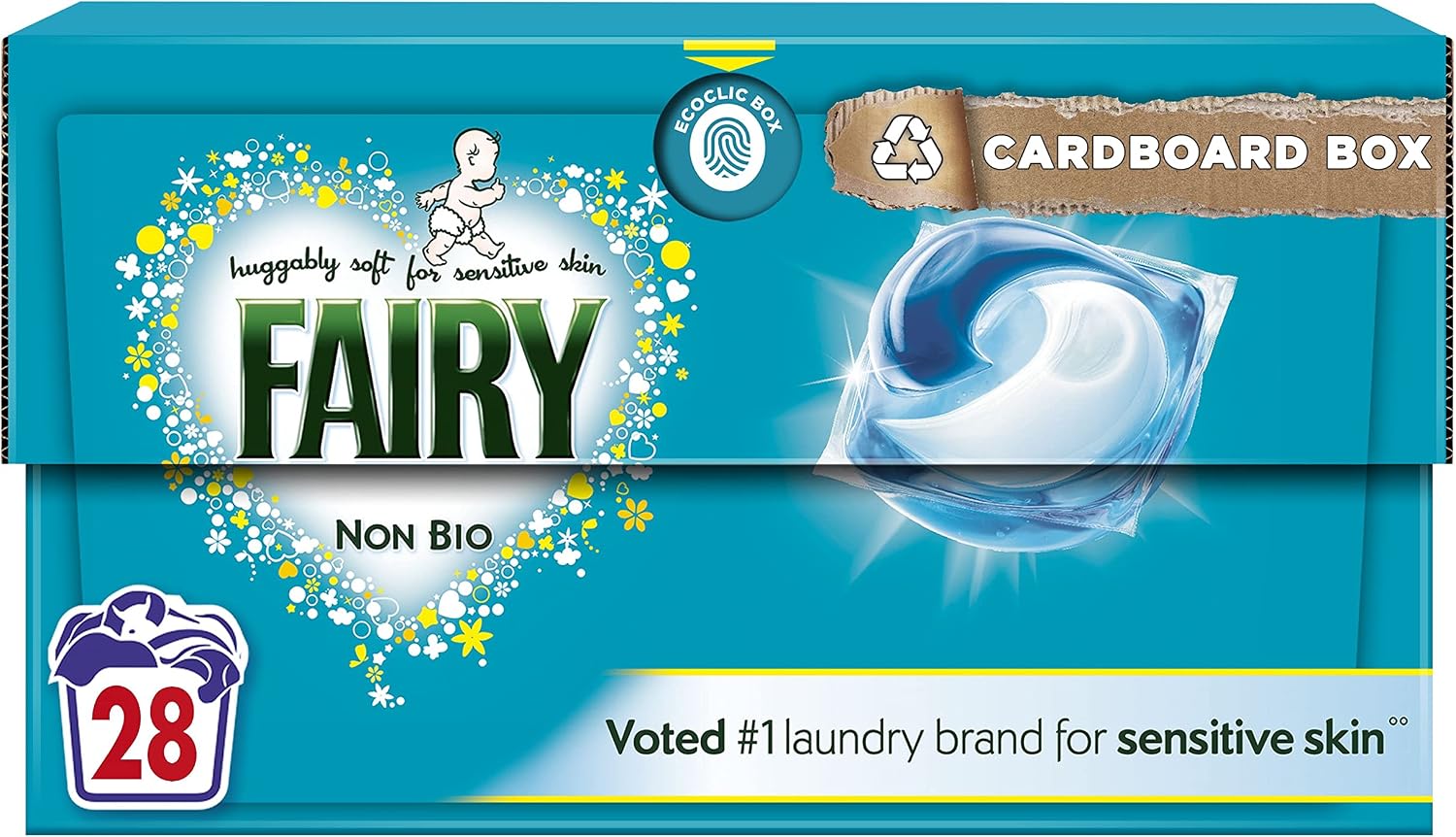 Fairy Non Bio PODS® Washing Liquid Laundry Detergent Tablets/Capsules 28 Washes, Huggably Soft For Sensitive Skin