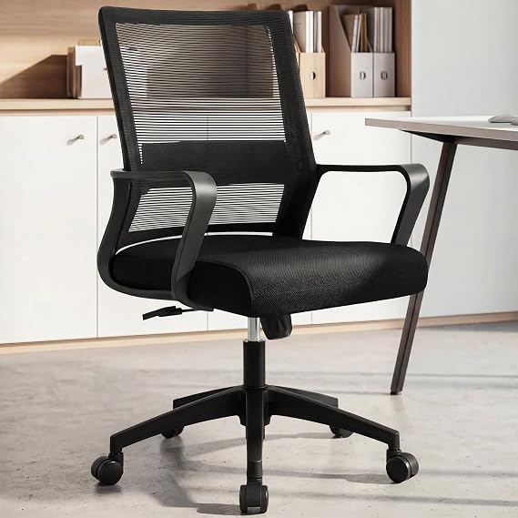 NEO CHAIR Office Computer Desk Chair Mid-Back Mesh Wide Seat, Black