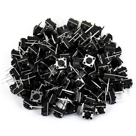 Tactile Push Button Switch DIP 2PIN ON/Off Horizontal Tactile Mini Micro Momentary Tact Switch 6x6x5mm (Pack of 100pcs)