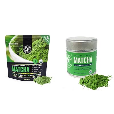 Jade Leaf Matcha Culinary  Ceremonial Matcha Bundle - Organic Matcha Green Tea Powder Culinary Pouch 30g and Ceremonial Tin 30g