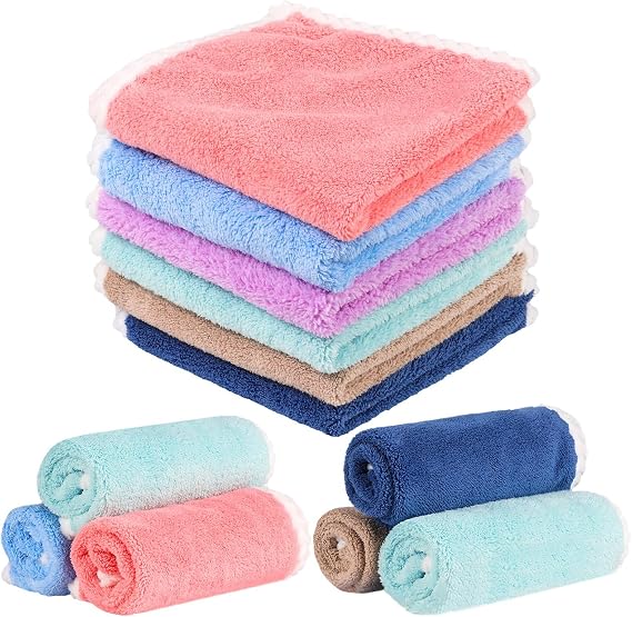 FRIUSATE Face Flannels Pack Of 6, Baby Wash Cloth Soft Flannels Face Cloth