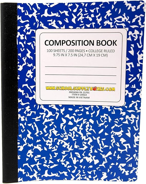 School Supply Boxes | Blue, College-Ruled Composition Notebooks | 4 Pack | 100 Sheets, 200 Pages Per Pack
