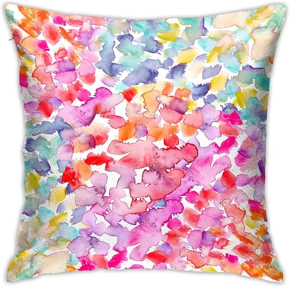 VARUN Colorful Painting Throw Pillow Covers Multicolor Watercolor Spot Red Green Yellow Square Pillowcases for Home Decor Sofa Car Bedroom Pillow case 18x18inch