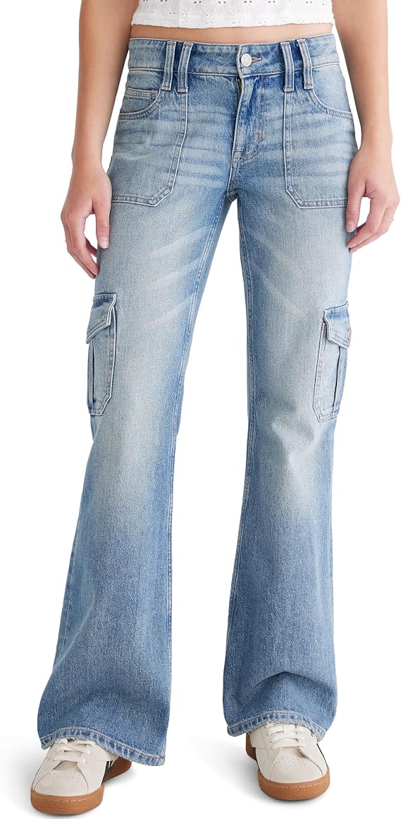 AEROPOSTALE Women's Flare Mid-Rise Cargo Jean
