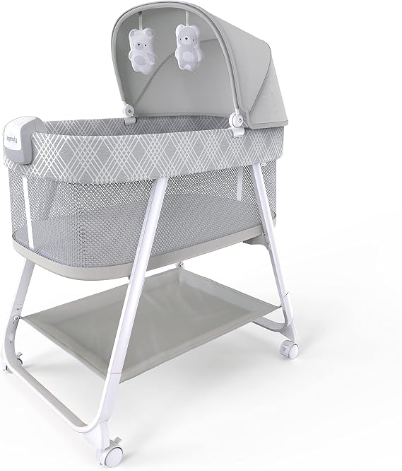 Ingenuity Lullanight Gem Baby bed, gray with 4 wheels and airtight edges, 0-5 Months, up to 7 kg