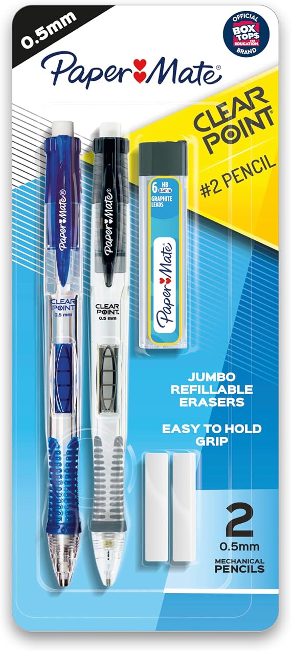 Paper Mate Clearpoint Mechanical Pencils 0.5mm HB 2 Pencil Lead School Supplies Teacher Supplies Drawing Sketching Pencils 1 Lead Refill Set 2 Erasers 2