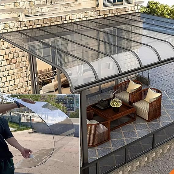 1mm Clear Polycarbonate Plastic Sheet,Polycarbonate Panel Roofing Sheets,Clear Acrylic Plastic Sheet,Strong Impact PC Endurance Board,Greenhouse Roof Shade Rain Canopy Cover(1.22x10m(4*32.8ft))