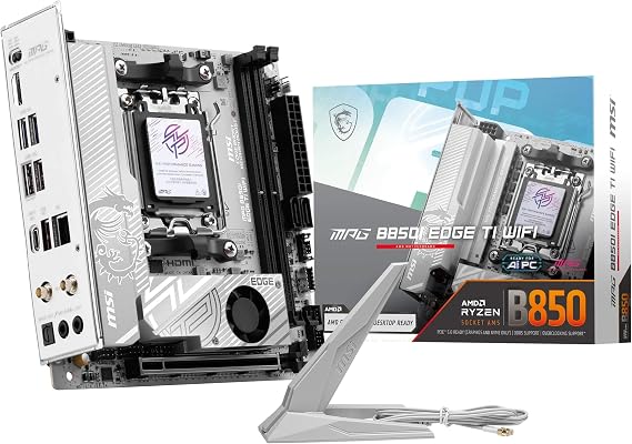 MSI MPG B850I Edge TI WiFi Motherboard, Mini-ITX, ATX - Supports AMD Ryzen 9000/8000/7000 Processors, AM5-90A SPS VRM, DDR5 Memory Boost (8200+MT/s OC), PCIe 5.0 x16, M.2 Gen5, Wi-Fi 7, 5G LAN