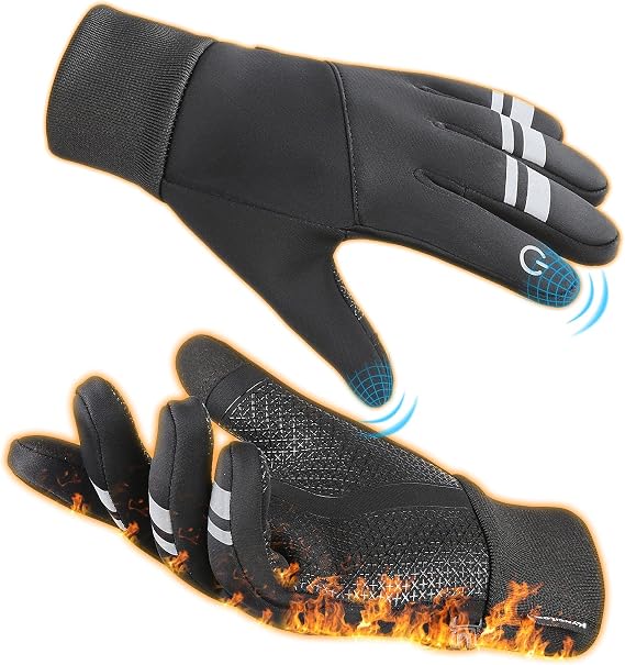 Winter Gloves for Men Cold Weather Anti-Slip Thermal Running Gloves for Women Touchscreen Windproof Water-Resistant Gloves for Outdoor Cycling Hiking Driving Skiing