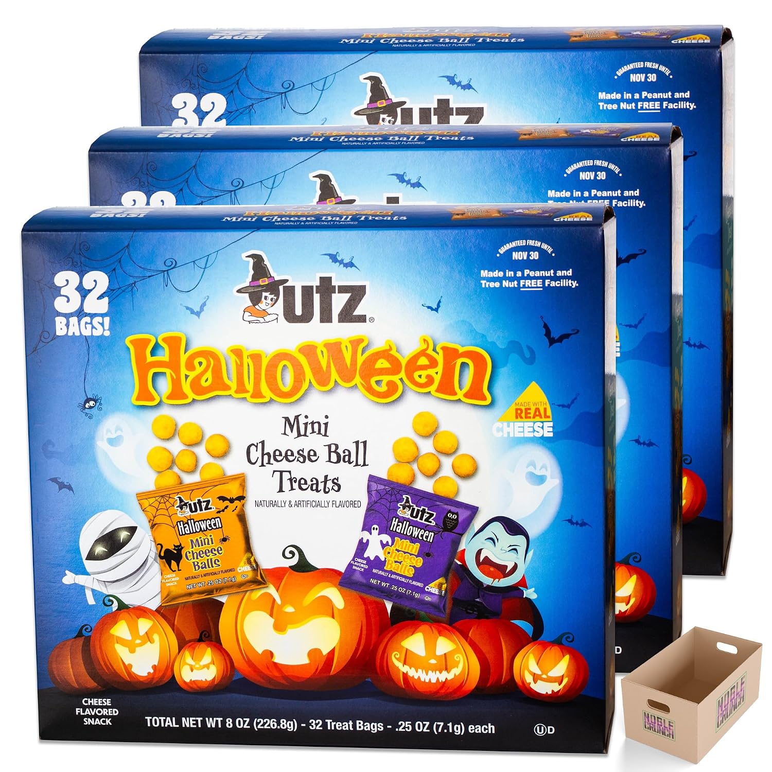 Utz Halloween Mini Cheese Ball Treats 32, .25oz bags per box - 3 Boxes Total