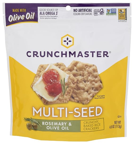 Crunchmaster, Crackers Multi Seed Rosemary Olive Oil Gluten Free, 4 Ounce