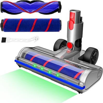 2 Brushes Vacuum Cleaner Head with Four Green LED Lights & Self-Standing Design, for V7V8V10V11V15, Quick-Release Motorized Brush Roll, Anti-Tangle for Hard Floor & Thin Carpets & Shaggy Carpet