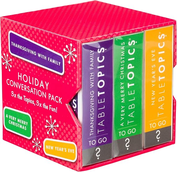 TableTopics Holiday Conversation Pack for Families, 120 Festive Conversation Cards for Thanksgiving, Christmas, New Year's Eve, Family Bonding Game