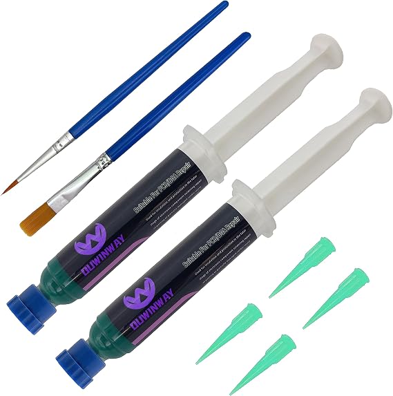 2-Pack UV Solder Mask Ink, UV Curing Solder Mask Ink,UV Solder Mask Ink,UV Curing Green Solder Mask BGA PCB Solder Resist Ink with Arcing Prevention, Prevent Corrosive Arcing