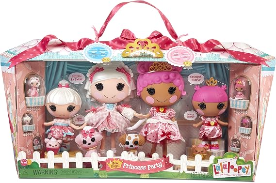 Lalaloopsy Sew Royal Princess Party 8 Pack - Crumpet & Teacup Hearts + Suzette & Mimi La Sweet, 8 Princess Dolls (Classic + Littles + Minis) + 6 Pets & Tiara, in Reusable Castle Package, Ages 3-103