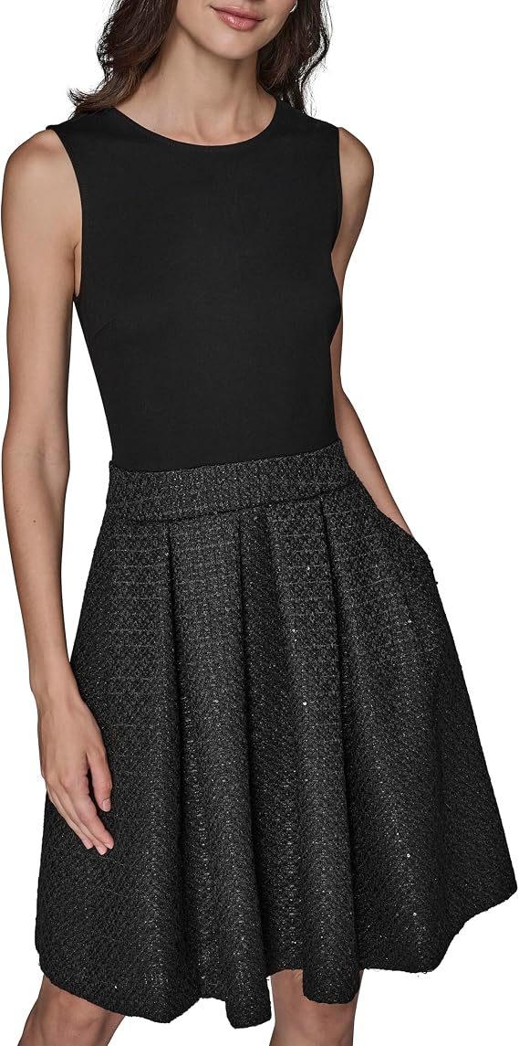 Karl Lagerfeld Women's Novelty Tweed Career Midi Dress