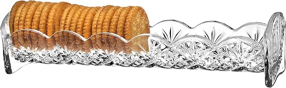 Godinger Dublin Cracker Tray, Snack Dish, Crystal Serving Tray for Crackers, Appetizers, Snacks & Entertaining