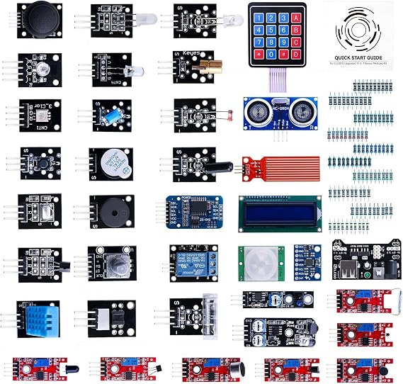 ELEGOO 37 in 1 Sensor Modules Kit with Tutorial Compatible with Arduino | Upgraded Parts, Suitable for UNO R3 MEGA Nano, 100% Compatible with Arduino Official IDE and STM32, Most Commonly Used Module