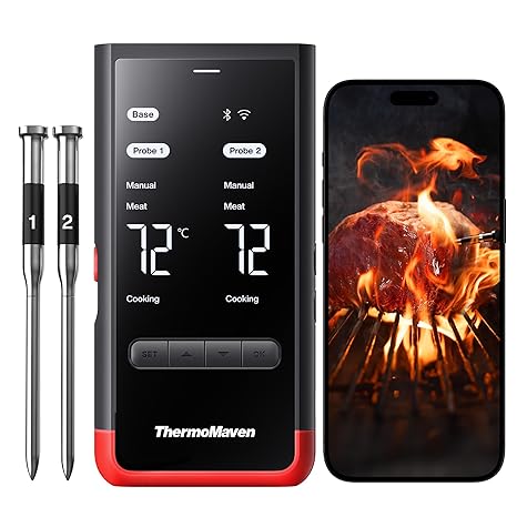 ThermoMaven P2 Upgraded Wireless Meat Thermometer with 2 Probes, 6 Sensors
