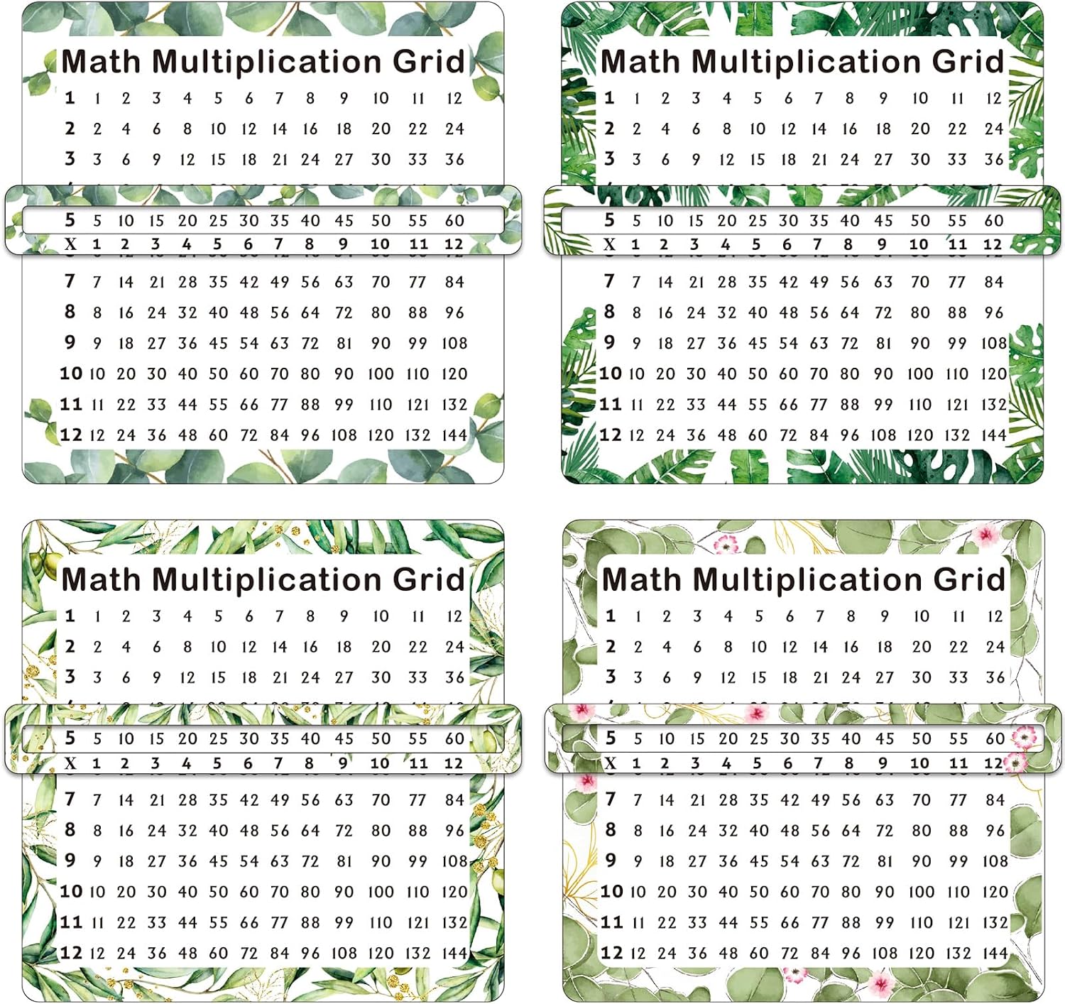 40 Sets Greenery Math Multiplication Chart for Classroom Decorations Times Table Chart Grid Cards Multiplication Educational Table Chart Posters for Teacher Students Multiplication Table Poster