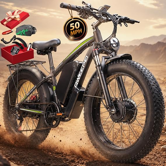 Peak 9000W Electric Bike, 50MPH Dual Motor EBike 24 Fat Tires for Off Road