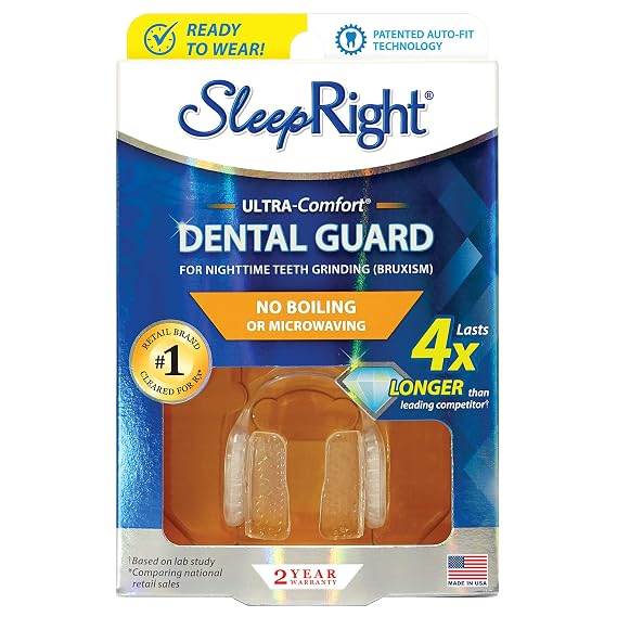 SleepRight Ultra-Comfort Dental Guard Premium Night Guard for Teeth Grinding Protection Soft, No Boil Mouth Guard, Non-Toxic, BPA-Free for Adults
