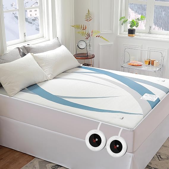 GOTCOZY Heated Mattress Pad King Size-Heated Pad for Bed Warmer(Blue) | Adjustable Heat & Timer Settings,Electric Mattress Pad 78x80in with Memory Function,Machine Washable,Fit Up to 15"